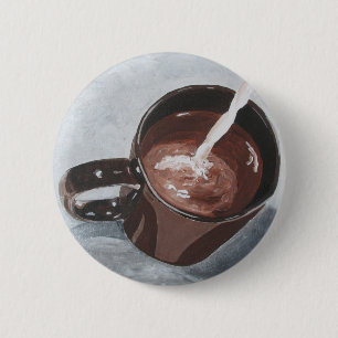 Coffee Cup Painting Button - Silver and Gold