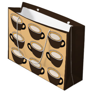 Coffee Cup Pattern Large Gift Bag