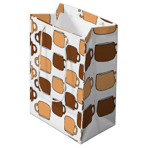Coffee Cup Pattern Medium Gift Bag