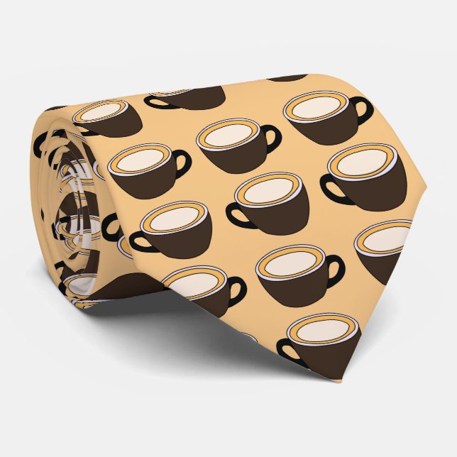 Coffee Cup Pattern Tie (Rolled)