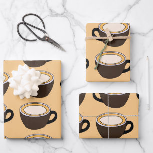 Coffee Cup Pattern Wrapping Paper Sheet