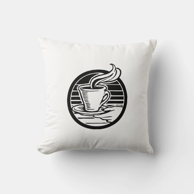 Coffee Cup Pillow-Customizable Throw Pillow (Front)