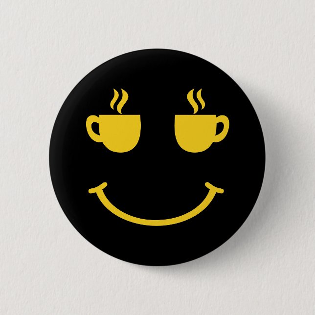 Coffee Cup Smile 2 Inch Round Button (Front)