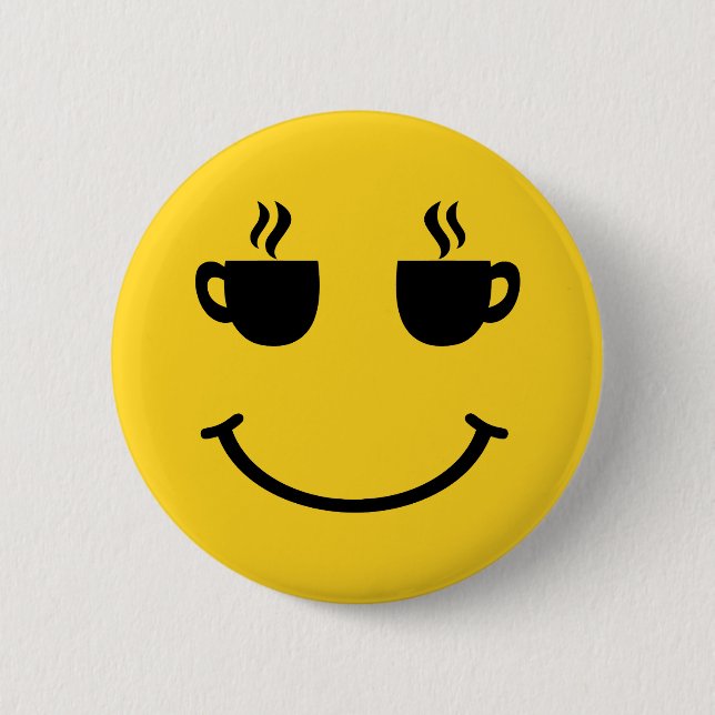 Coffee Cup Smile 2 Inch Round Button (Front)