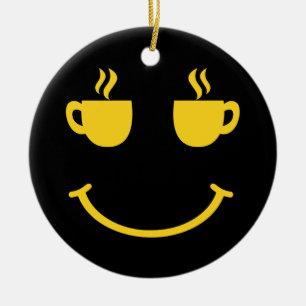 Coffee Cup Smile Ceramic Ornament