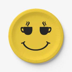 Coffee Cup Smile Paper Plate