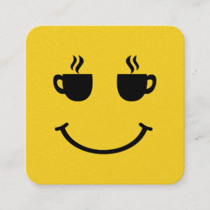 Coffee Cup Smile Square Business Card