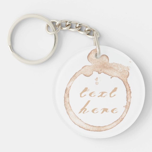 Coffee cup stain mug brown white keychain (Front)