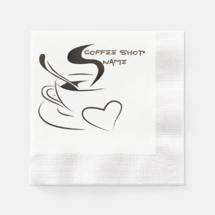 Coffee cup steaming barista design napkin