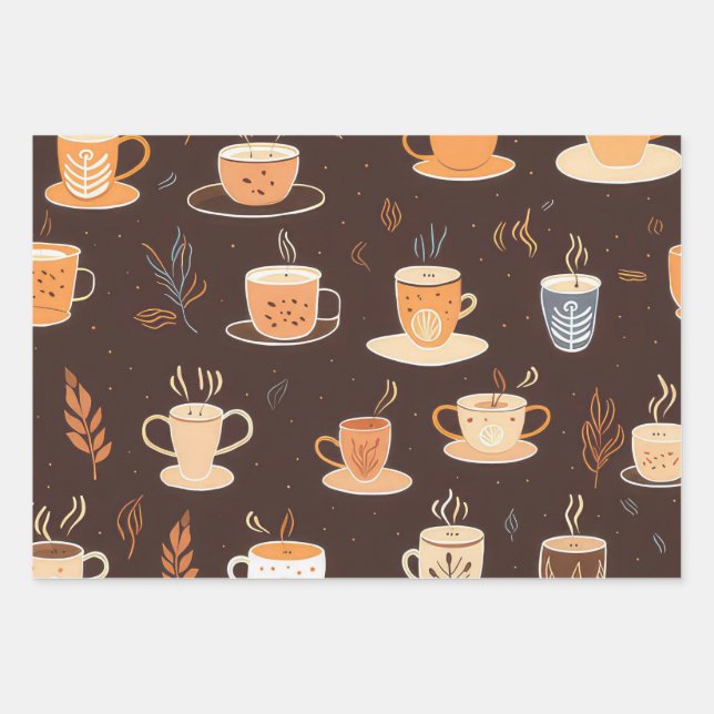 Coffee Cup Theme Wrapping Paper (Front 2)