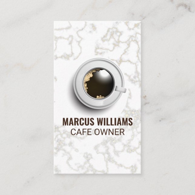 Coffee Cup Top View | Marble Business Card (Front)