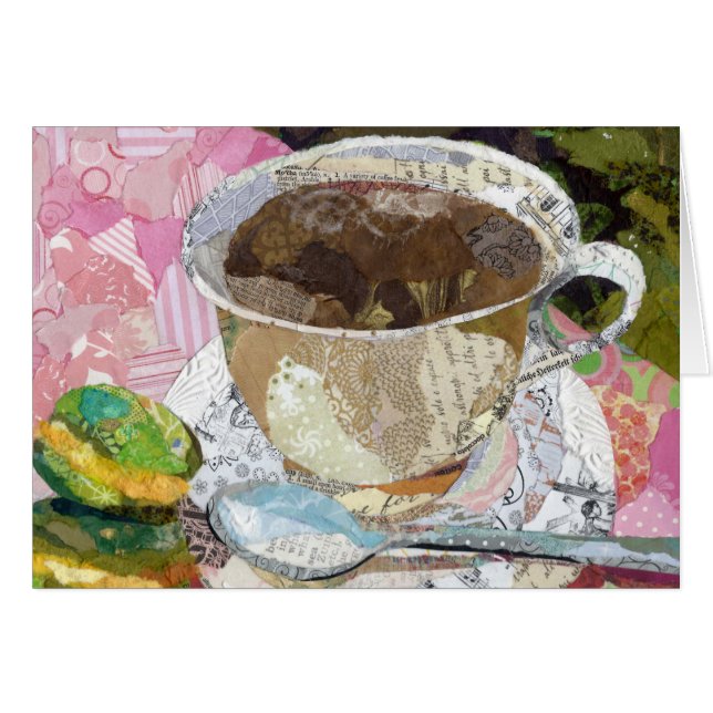 Coffee Cup Torn Paper Painting collage art (Front Horizontal)