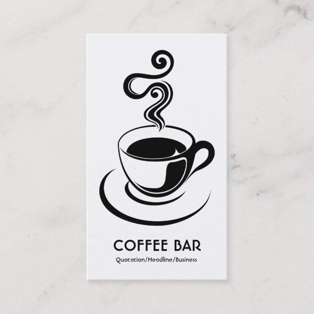 Coffee Cup Vertical - Black on White Business Card (Front)