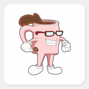 Coffee cup with Coffee Square Sticker