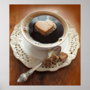 Coffee cup with heart poster
