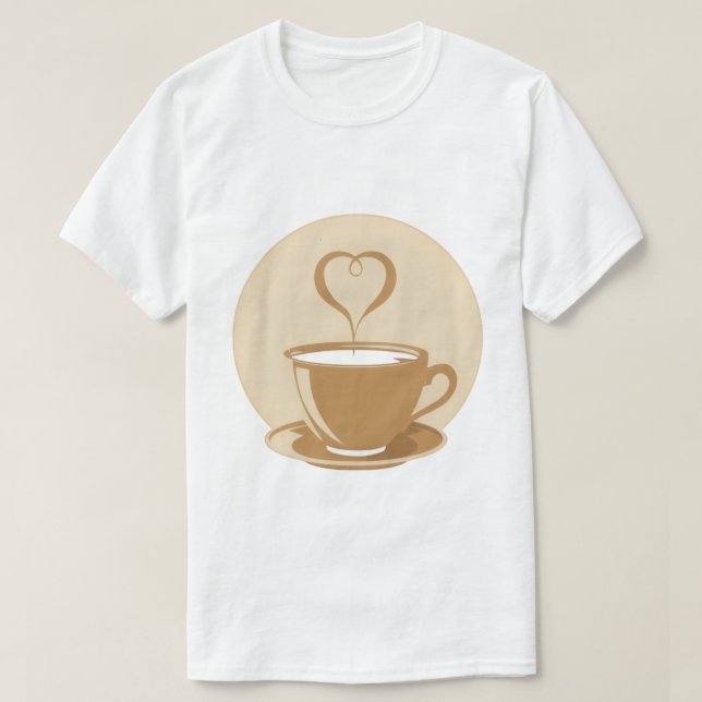 Coffee Cup with Heart Shaped Steam T-Shirt (Design Front)