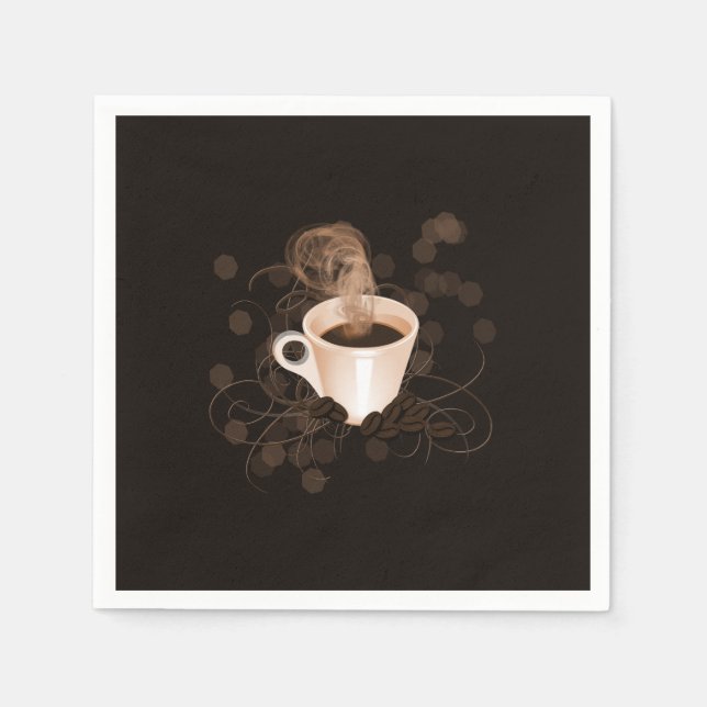 Coffee Cup with Swishes and Beans Napkin (Front)