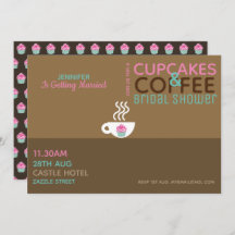 COFFEE CUPCAKES Bridal Shower Invitation Pink Choc