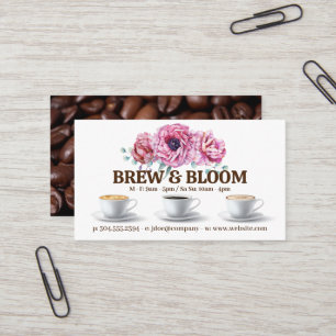 Coffee Cups and Flowers Business Card