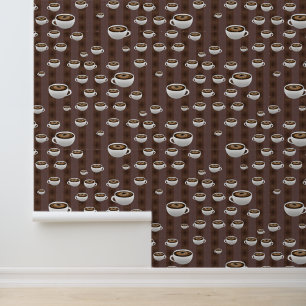 Coffee Cups and Stripes Wallpaper