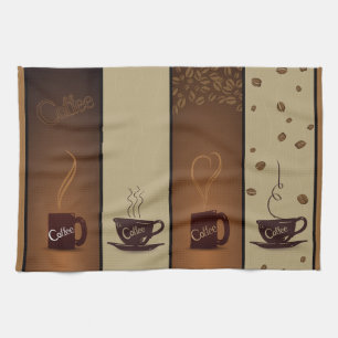 Coffee Cups & Beans Kitchen Towel