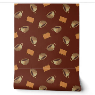Coffee Cups & Chocolate Biscuits Cafeteria Kitchen Wallpaper