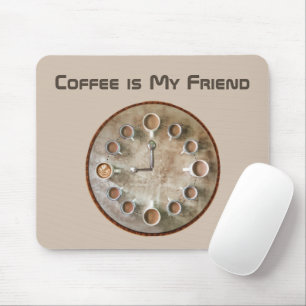 Coffee Cups Clock Mouse Pad