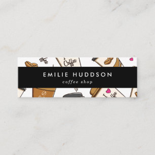 Coffee Cups, Coffee Beans, Barista, Coffee Shop Mini Business Card