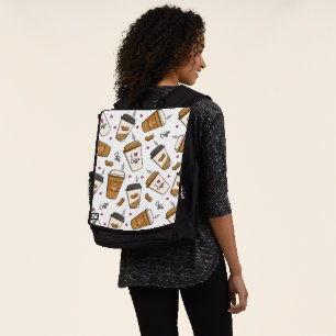 Coffee Cups, Coffee Beans, Coffee Lover, Hearts Backpack