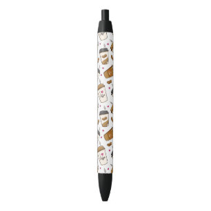 Coffee Cups, Coffee Beans, Coffee Lover, Hearts Black Ink Pen