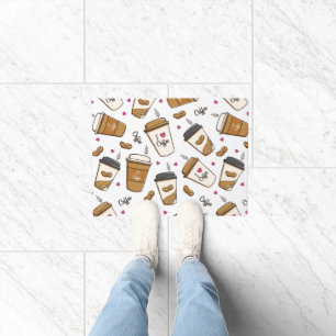 Coffee Cups, Coffee Beans, Coffee Lover, Hearts Doormat