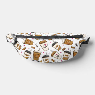 Coffee Cups, Coffee Beans, Coffee Lover, Hearts Fanny Pack