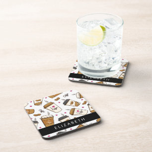 Coffee Cups, Coffee Beans, Coffee Lover, Your Name Coaster