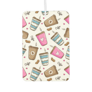 Coffee Cups, Coffee Beans, Hearts, Coffee Lover Air Freshener