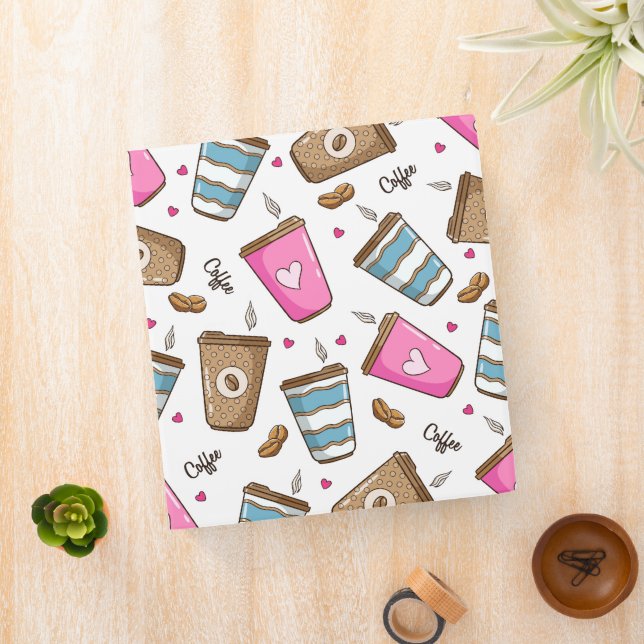 Coffee Cups, Coffee Beans, Hearts, Coffee Lover Binder (In Situ)