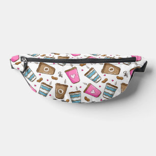 Coffee Cups, Coffee Beans, Hearts, Coffee Lover Fanny Pack
