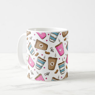 Coffee Cups, Coffee Beans, Hearts, Coffee Lover Mug