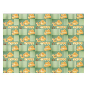 Coffee Cups, Coffee Pot And Coffee Beans Tablecloth