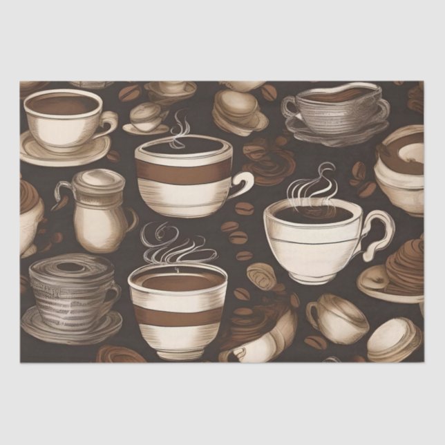 Coffee Cups Decoupage /  Tissue Paper (Front)