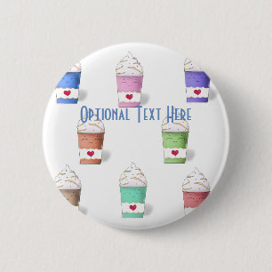 Coffee Cups in Full Colours 2 Inch Round Button