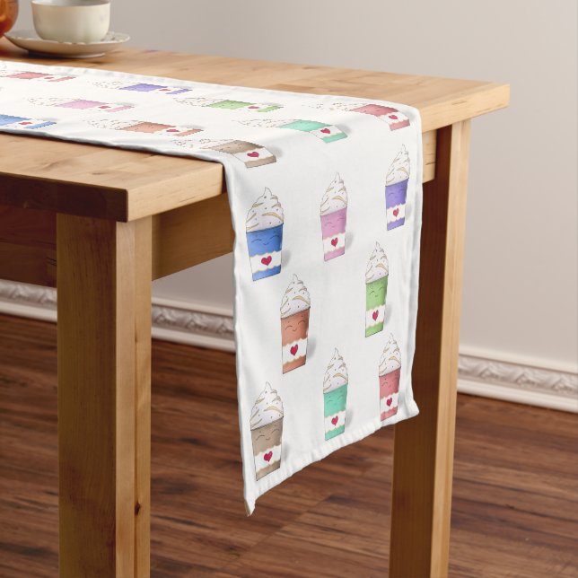 Coffee Cups in Full Colours  Long Table Runner (In Situ)