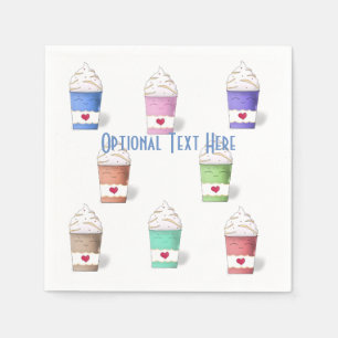 Coffee Cups in Full Colours Napkin