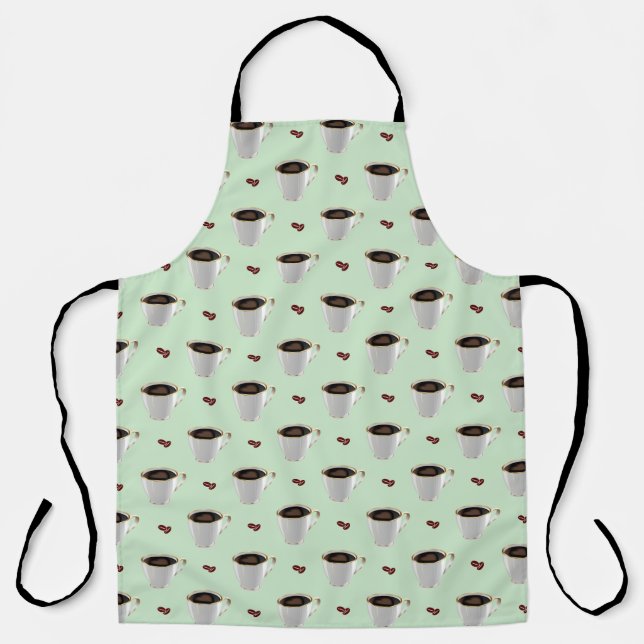 COFFEE CUPS ON MINT GREEN APRON (Front)