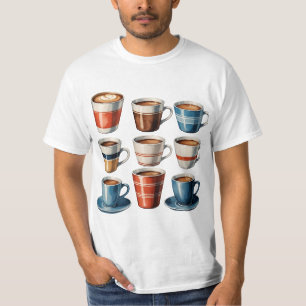Coffee Cups Pattern – Seamless Cozy Cafe Design T-Shirt