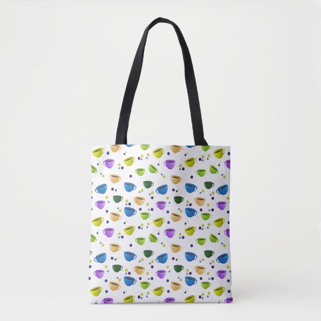 COFFEE CUPS & POLKA DOTS TOTE BAG (Front)