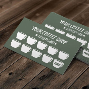 Coffee Cups Sage Green Coffee Customer Loyalty  Card