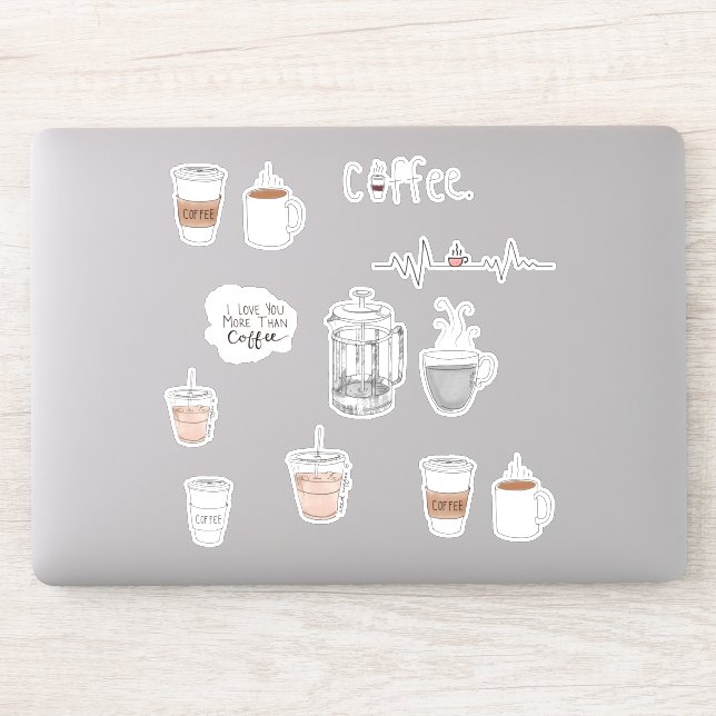 Coffee Cups Sticker Sheet (Computer)