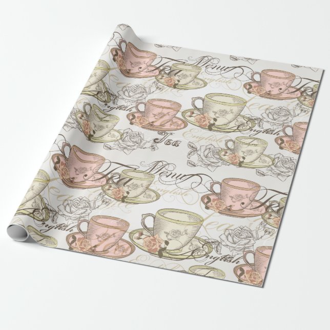 Coffee Cups Wrapping Paper (Unrolled)