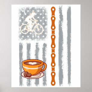 coffee cyling- Vintage USA American Flag for cylin Poster