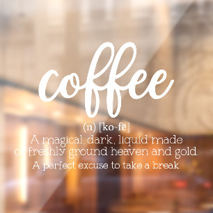 Coffee Definition Shop Decor Window Cling